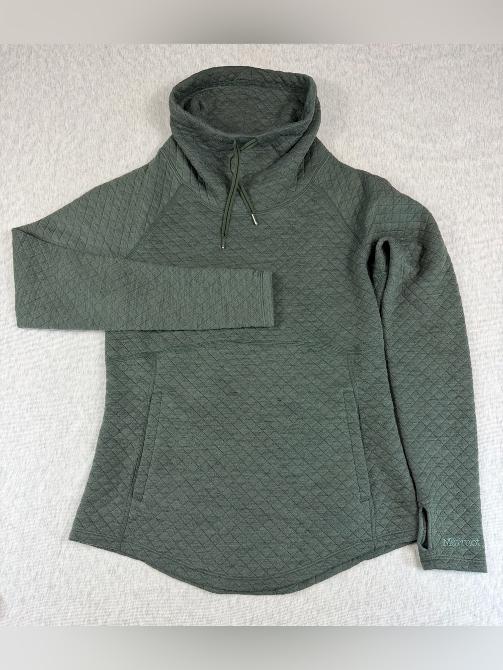 Marmot Women’s Medium Quilted Cowl Neck Pullover Green Gorpcore Cabin Core